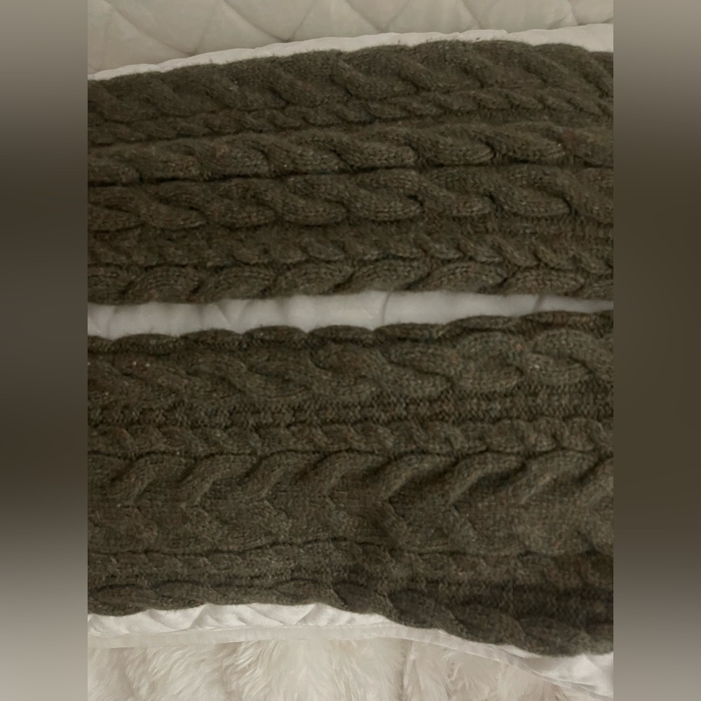 Ralph Lauren Brown Cable Knit Rugby 100% Shetland Wool Leg Warmers